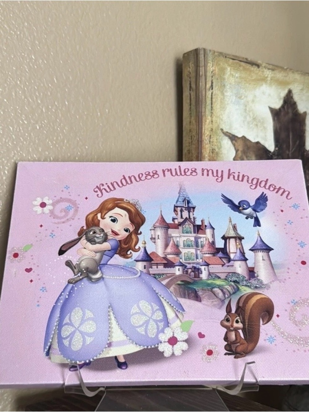 Disney’s Princess Sofia The First Printed Wall Art Canvas Pink 8.5” X 6.5” Frame